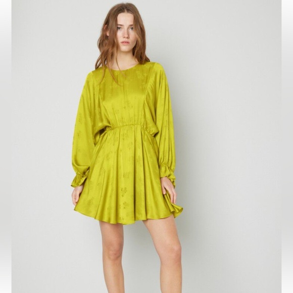 American Vintage NWT Large Anise Viscose Mini Dress Italian Designer - Picture 1 of 10
